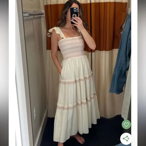 Madewell Petite Lucie Smocked Tiered Midi Dress size Medium - Picture 1 of 11